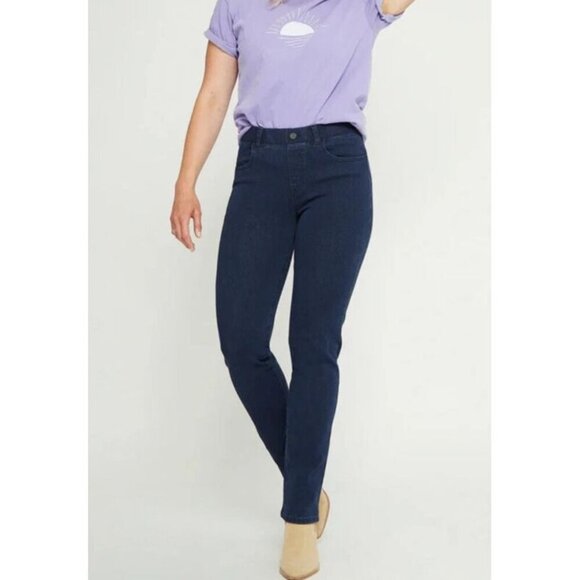 Women's - Betabrand Straight Leg 4-Pocket Yoga Denim Jeans, Size Medium Long - Picture 1 of 9